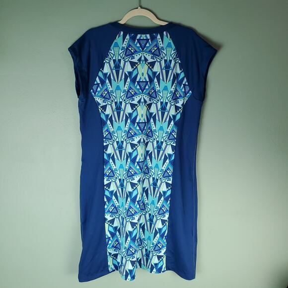 Title Nine Womens Gidget 2.0 Venetian Blue Geometric Athletic Dress Size XL - Picture 2 of 5